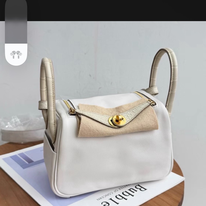 Hermes/愛馬仕 mini lindy 奶灰白touch 帶防塵袋包裝盒證書票-1