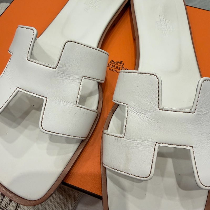 Hermes 愛馬仕 經典 H拖鞋 白 38.5-1