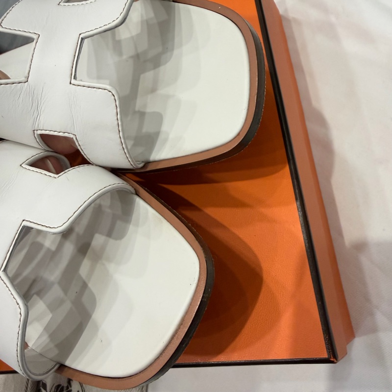 Hermes 愛馬仕 經典 H拖鞋 白 38.5-2