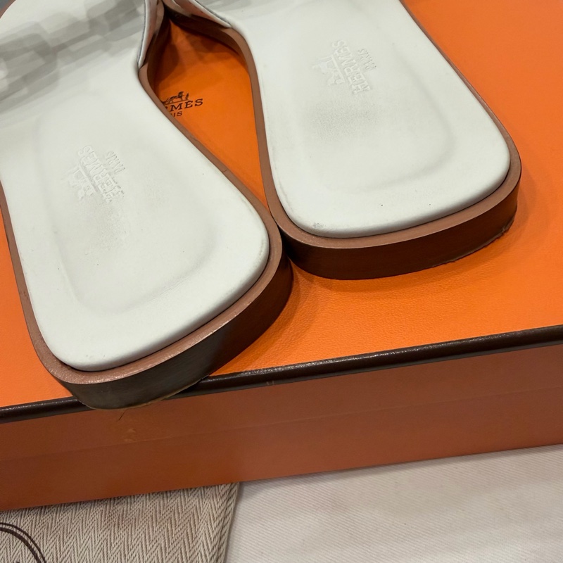 Hermes 愛馬仕 經典 H拖鞋 白 38.5-3
