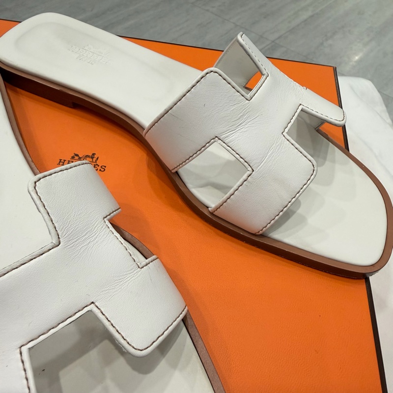 Hermes 愛馬仕 經典 H拖鞋 白 38.5-5
