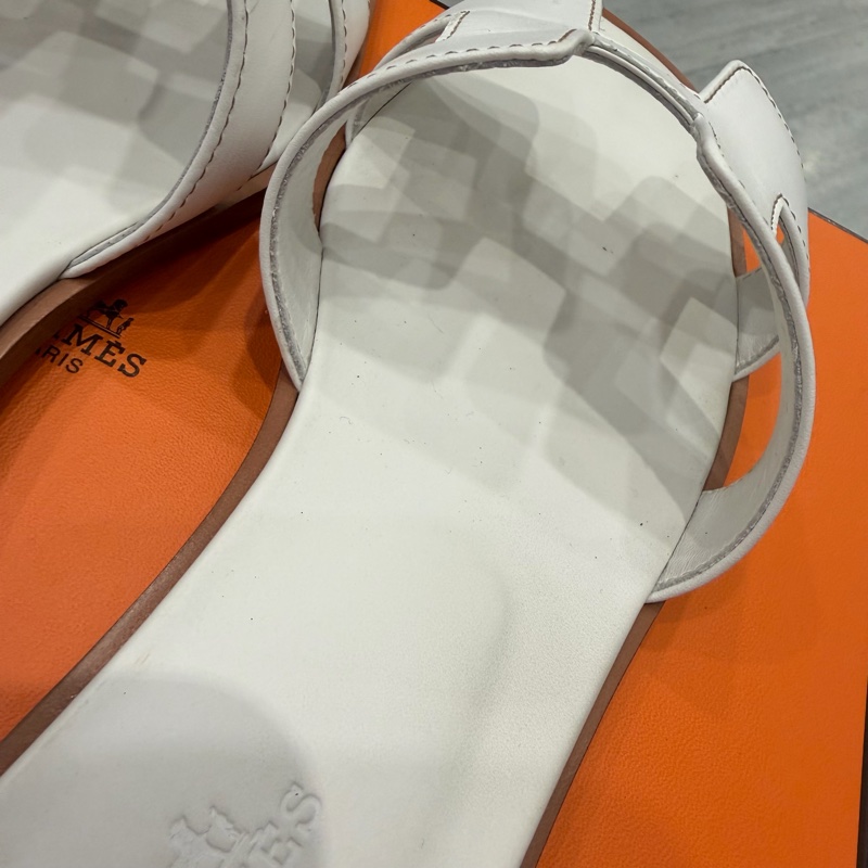 Hermes 愛馬仕 經典 H拖鞋 白 38.5-11