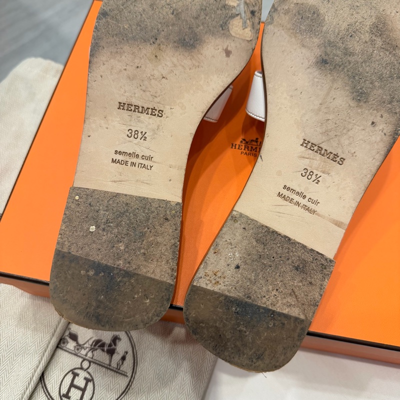 Hermes 愛馬仕 經典 H拖鞋 白 38.5-16