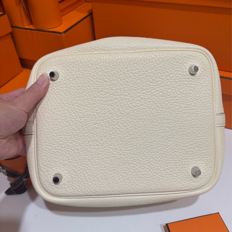 Hermes Picotin22 奶油白銀釦 Z刻 🍦很新 超美仙女色-9