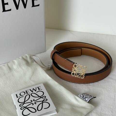 LOEWE Anagram小牛皮腰帶 - 棕 80