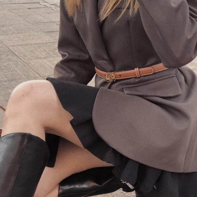 LOEWE Anagram小牛皮腰帶 - 棕 80-9