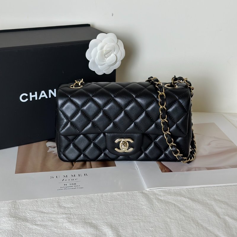 CHANEL 經典口蓋包Mini CF20 - 黑金-0