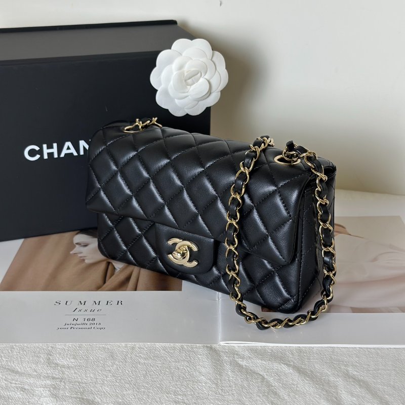 CHANEL 經典口蓋包Mini CF20 - 黑金-3
