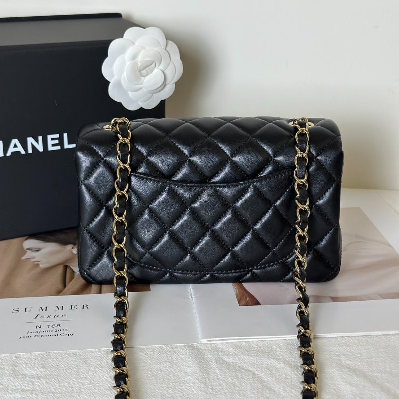 CHANEL 經典口蓋包Mini CF20 - 黑金-4