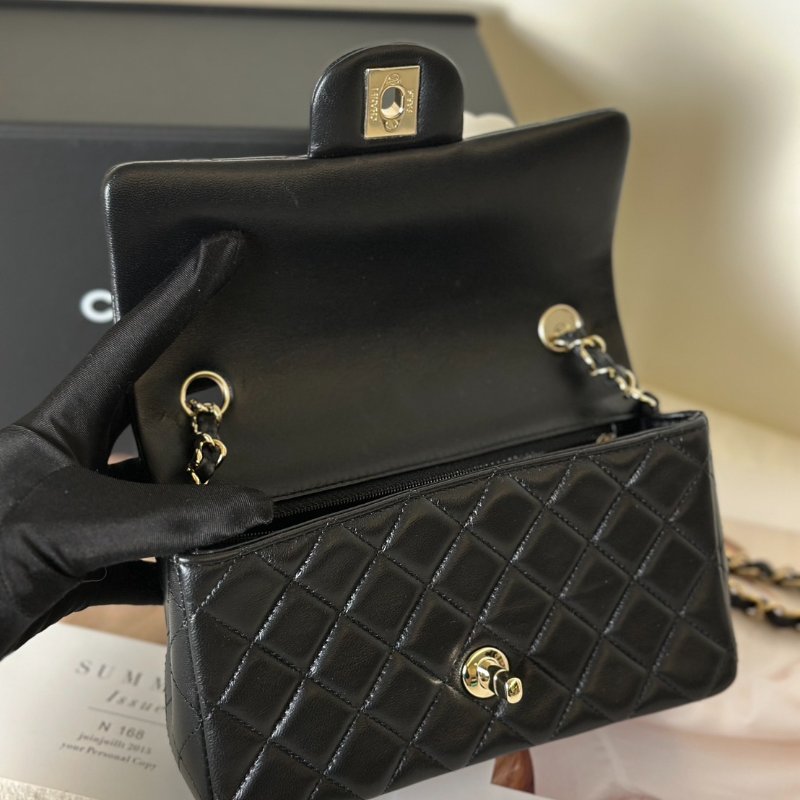 CHANEL 經典口蓋包Mini CF20 - 黑金-7