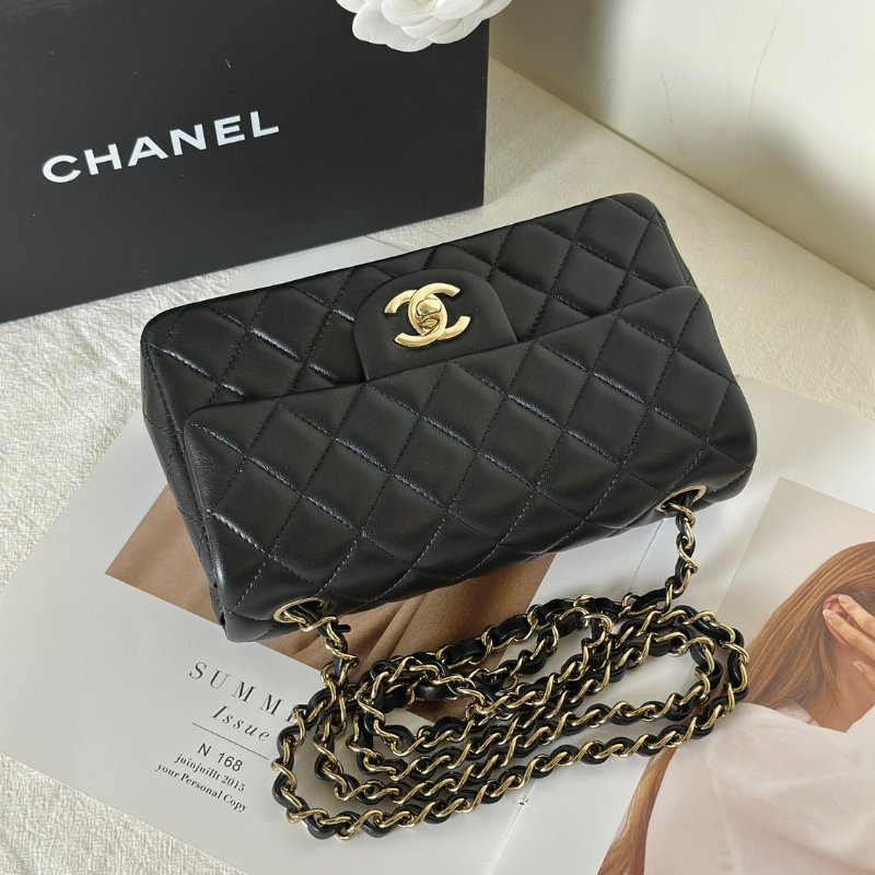 CHANEL 經典口蓋包Mini CF20 - 黑金-11