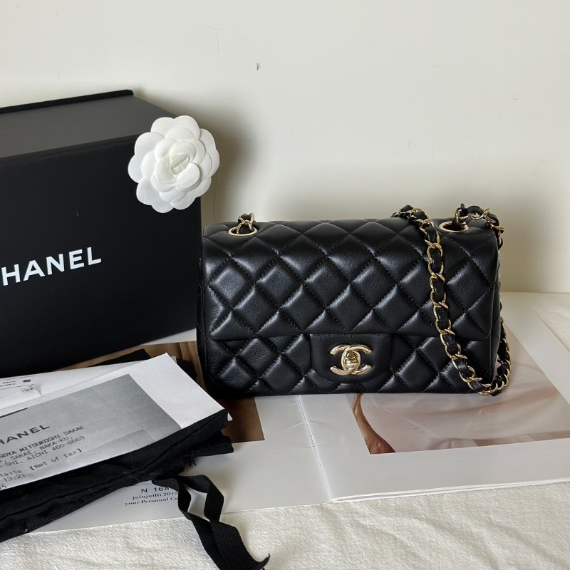 CHANEL 經典口蓋包Mini CF20 - 黑金-12
