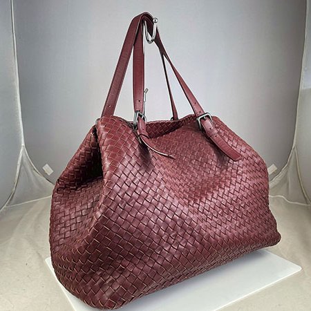 ＊奢華大道國際精品＊【BV130】BV酒紅色小羊皮大型購物包-1