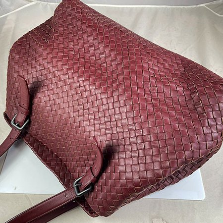 ＊奢華大道國際精品＊【BV130】BV酒紅色小羊皮大型購物包-2