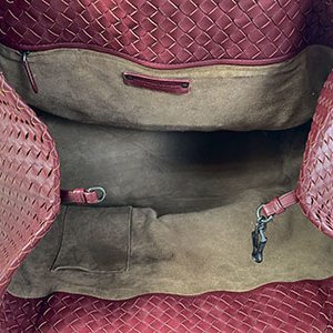 ＊奢華大道國際精品＊【BV130】BV酒紅色小羊皮大型購物包-5