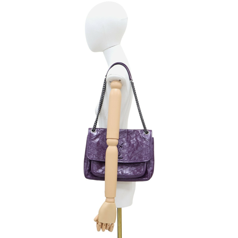 紫色牛皮 Niki Mid 肩背包 498894【SAINT LAURENT YSL 聖羅蘭】 498894-12