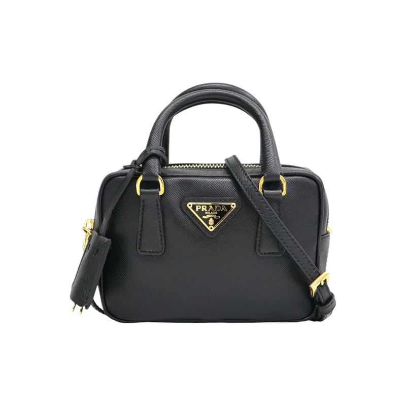 黑色牛皮 Saffiano Lux Mini 肩背包 BL0705【PRADA 普拉達】 BL0705-0