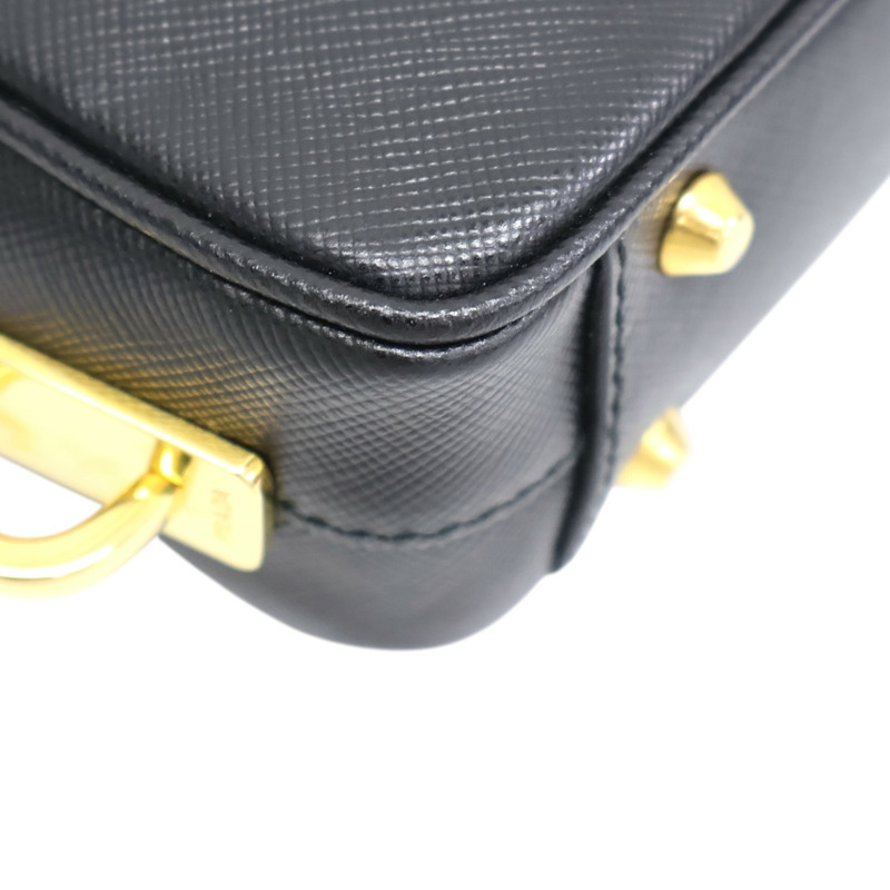 黑色牛皮 Saffiano Lux Mini 肩背包 BL0705【PRADA 普拉達】 BL0705-10