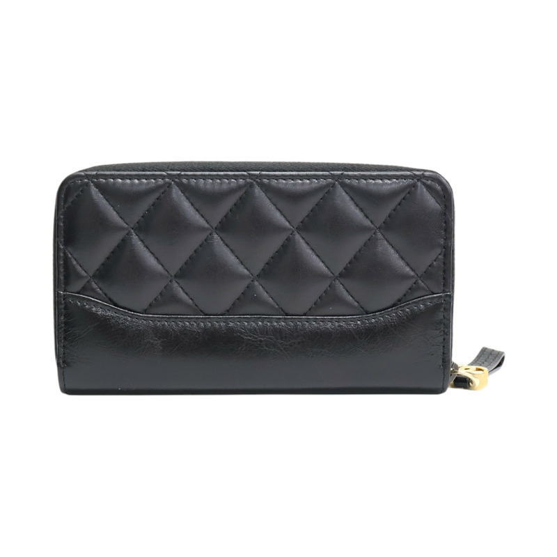 黑色牛皮 Gabrielle de 拉鍊 長夾 A84388【CHANEL 香奈兒】 A84388-1