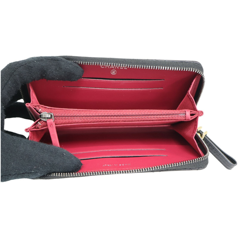 黑色牛皮 Gabrielle de 拉鍊 長夾 A84388【CHANEL 香奈兒】 A84388-4