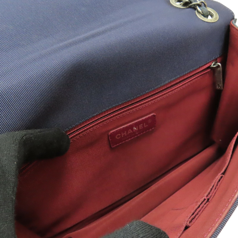 藍色 羊皮 黑色 牛皮 鍊帶肩背包 銀扣 無卡【CHANEL 香奈兒】 A93013-4