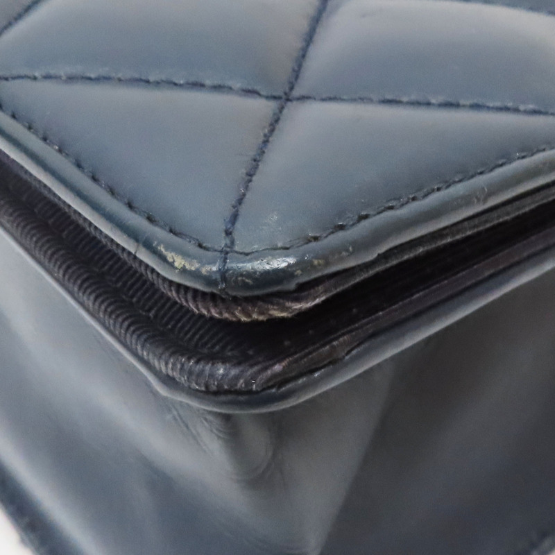 藍色 羊皮 黑色 牛皮 鍊帶肩背包 銀扣 無卡【CHANEL 香奈兒】 A93013-13