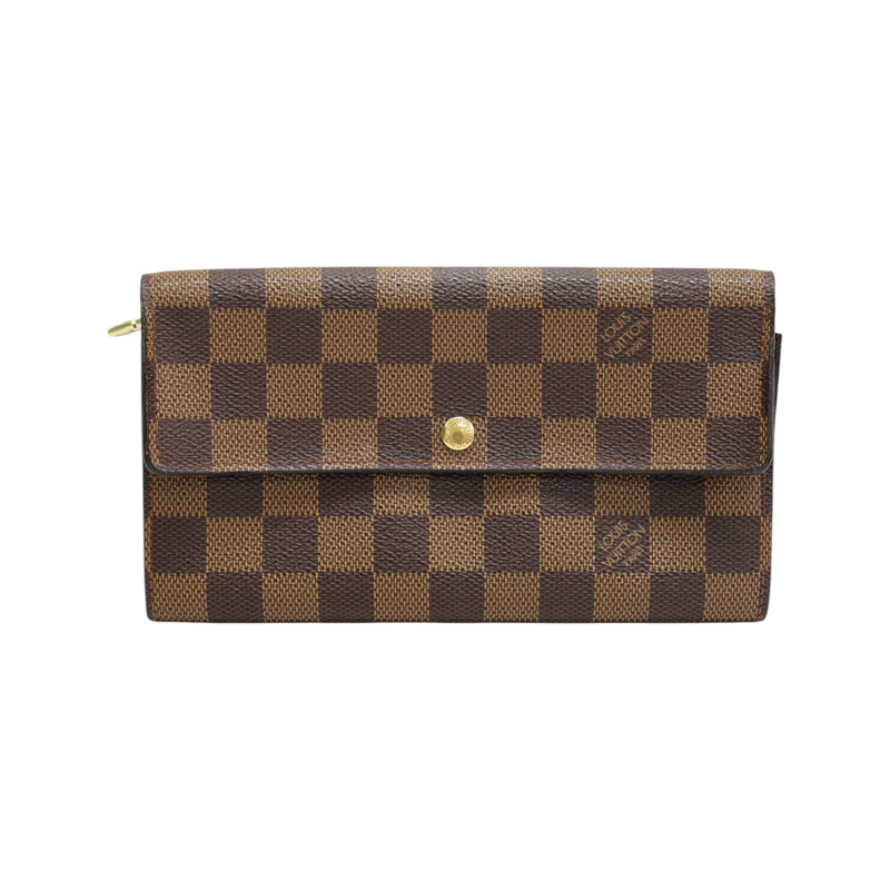 棕色 棋盤格帆布 Porte Monnaie Credit 扣式 長夾 N61725【LOUIS VUITTON LV 路易威登】 N61725-0