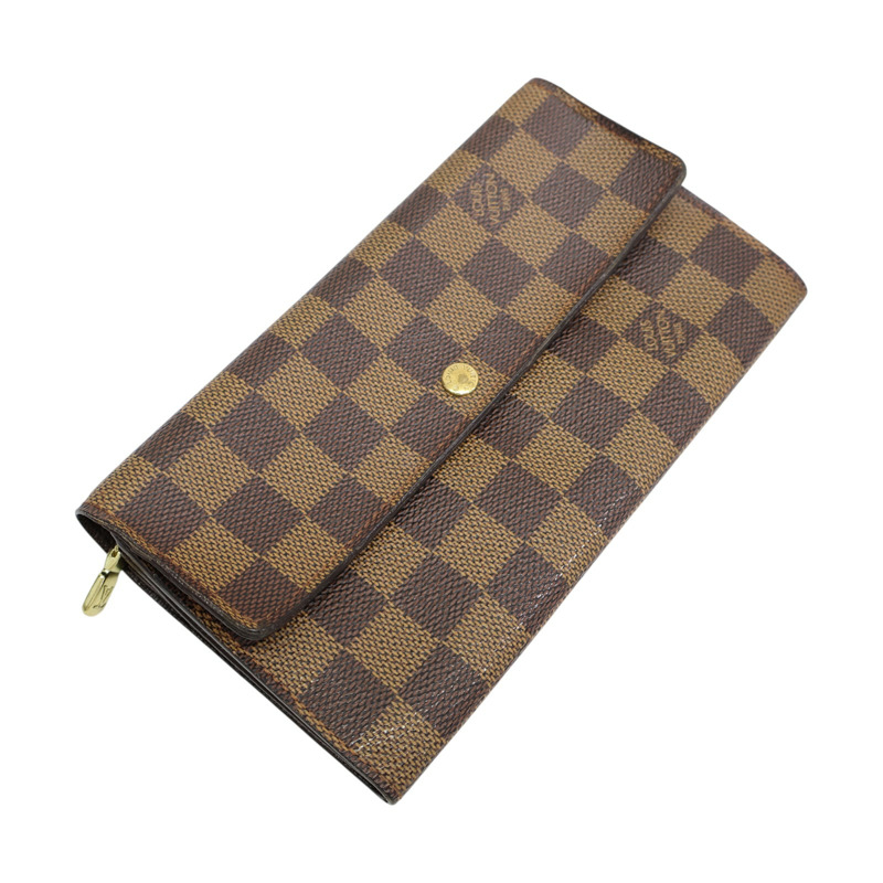 棕色 棋盤格帆布 Porte Monnaie Credit 扣式 長夾 N61725【LOUIS VUITTON LV 路易威登】 N61725-2