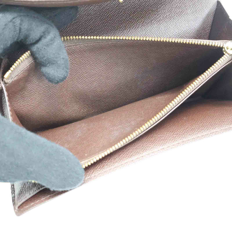 棕色 棋盤格帆布 Porte Monnaie Credit 扣式 長夾 N61725【LOUIS VUITTON LV 路易威登】 N61725-5