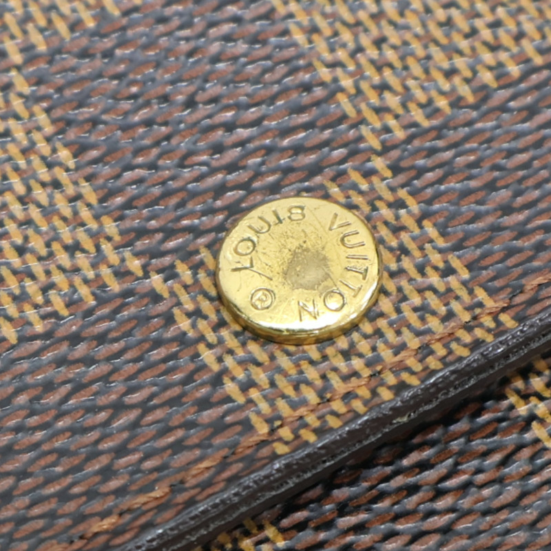棕色 棋盤格帆布 Porte Monnaie Credit 扣式 長夾 N61725【LOUIS VUITTON LV 路易威登】 N61725-12
