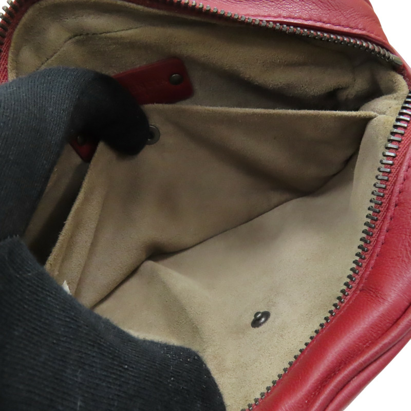 紅色 編織羊皮 腰包【BOTTEGA VENETA BV 寶緹嘉】-5