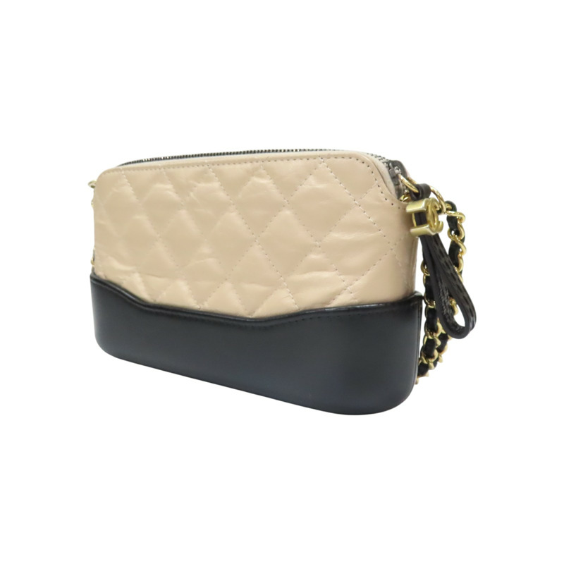 米白/黑色 牛皮 Small Gabrielle Clutch 流浪包 肩背包 (無卡)【CHANEL 香奈兒】-2