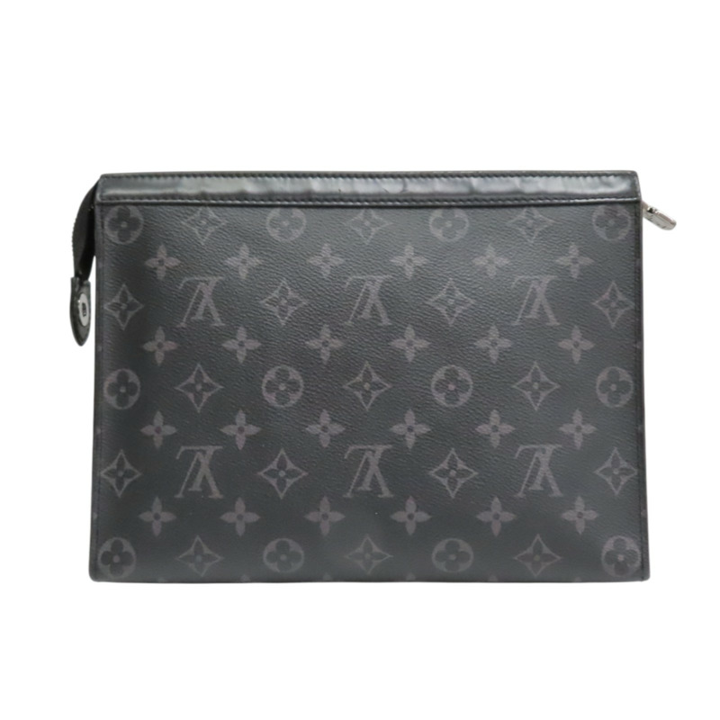 灰色 原花 Eclipse帆布 Pochette Voyage MM 手拿包【LOUIS VUITTON LV 路易威登】 M61692-1