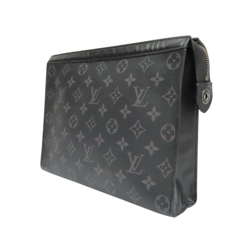 灰色 原花 Eclipse帆布 Pochette Voyage MM 手拿包【LOUIS VUITTON LV 路易威登】 M61692-2