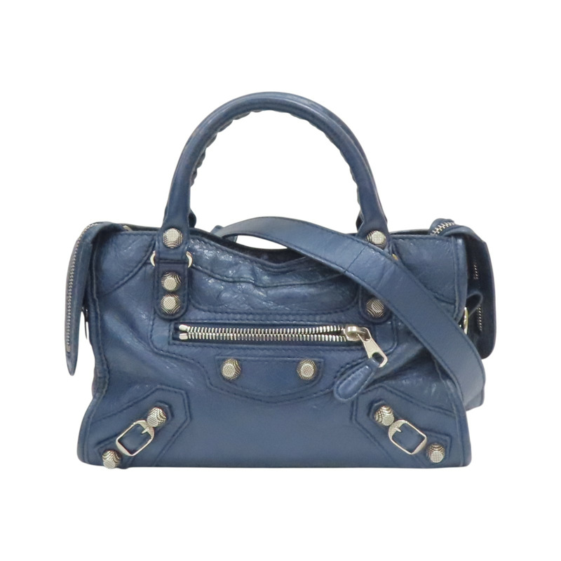 深藍色 牛皮 Mini City 肩背包【Balenciaga 巴黎世家】 309544-0