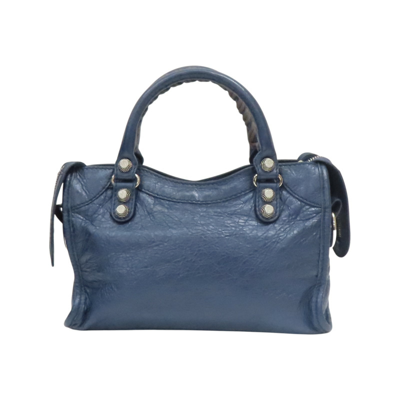 深藍色 牛皮 Mini City 肩背包【Balenciaga 巴黎世家】 309544-1