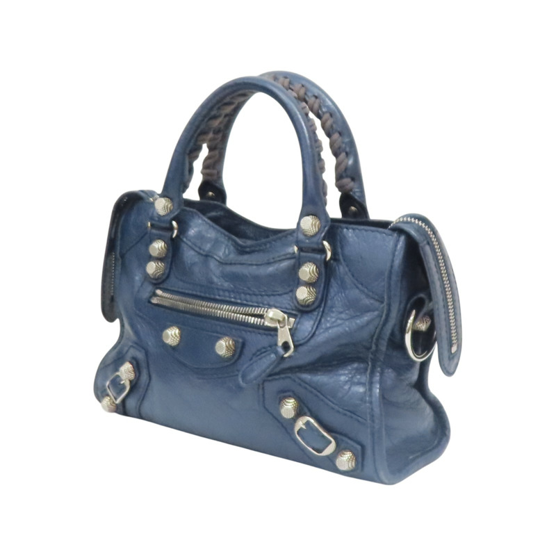 深藍色 牛皮 Mini City 肩背包【Balenciaga 巴黎世家】 309544-2