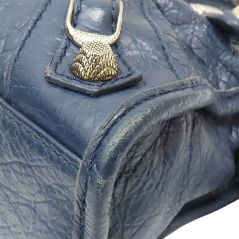 深藍色 牛皮 Mini City 肩背包【Balenciaga 巴黎世家】 309544-12