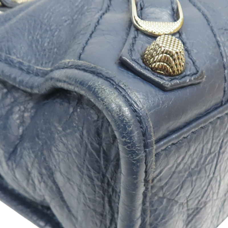 深藍色 牛皮 Mini City 肩背包【Balenciaga 巴黎世家】 309544-13