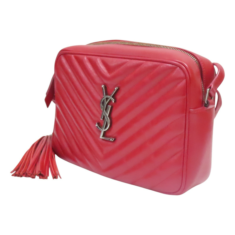 紅色 山行紋 牛皮 Lou Mediun 肩背包【SAINT LAURENT YSL 聖羅蘭 】 520534-2