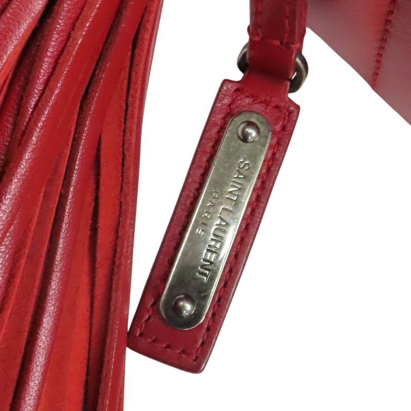 紅色 山行紋 牛皮 Lou Mediun 肩背包【SAINT LAURENT YSL 聖羅蘭 】 520534-10