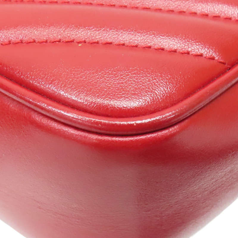 紅色 山行紋 牛皮 Lou Mediun 肩背包【SAINT LAURENT YSL 聖羅蘭 】 520534-15