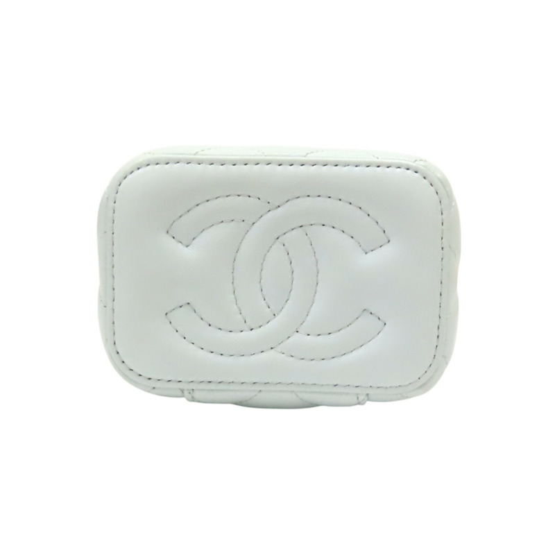 淡藍色 菱格紋羊皮 Mini Vanity Case 肩背包【CHANEL 香奈兒】 AP3300-3