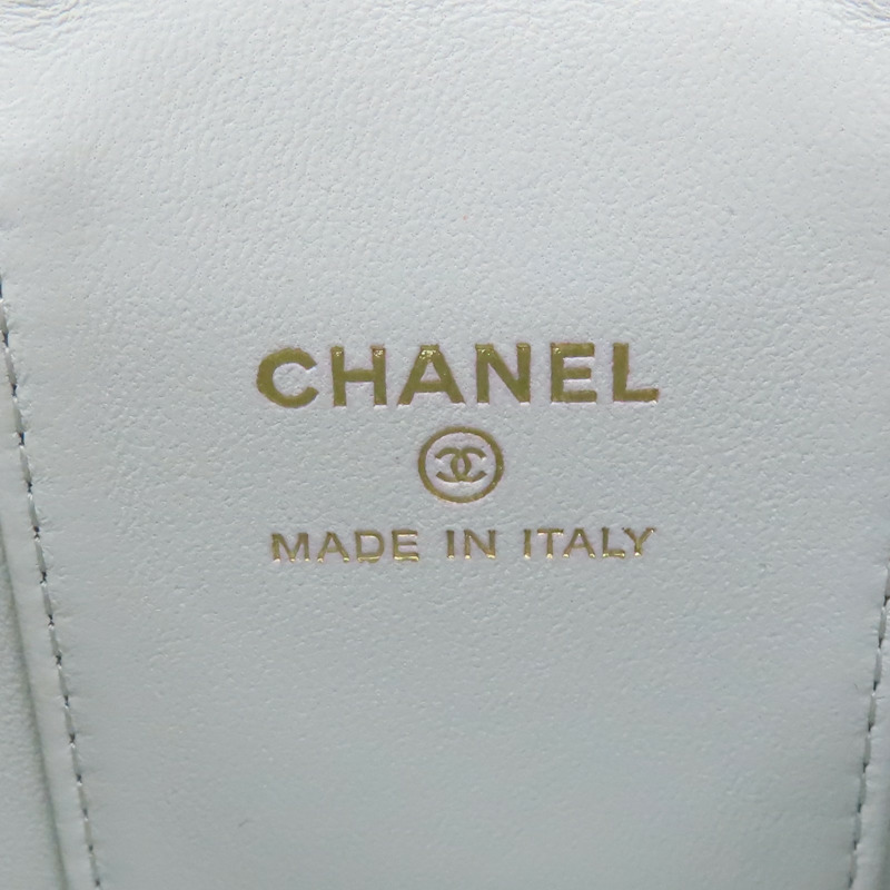 淡藍色 菱格紋羊皮 Mini Vanity Case 肩背包【CHANEL 香奈兒】 AP3300-5