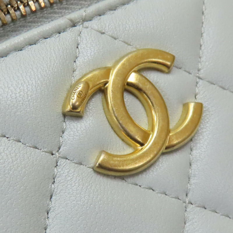 淡藍色 菱格紋羊皮 Mini Vanity Case 肩背包【CHANEL 香奈兒】 AP3300-7