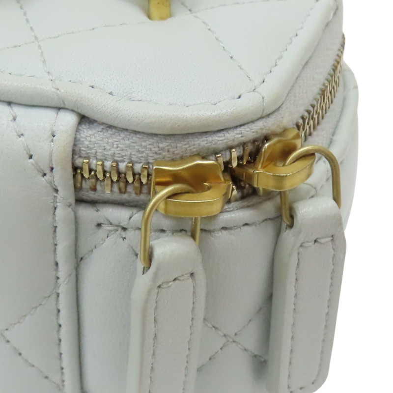 淡藍色 菱格紋羊皮 Mini Vanity Case 肩背包【CHANEL 香奈兒】 AP3300-9