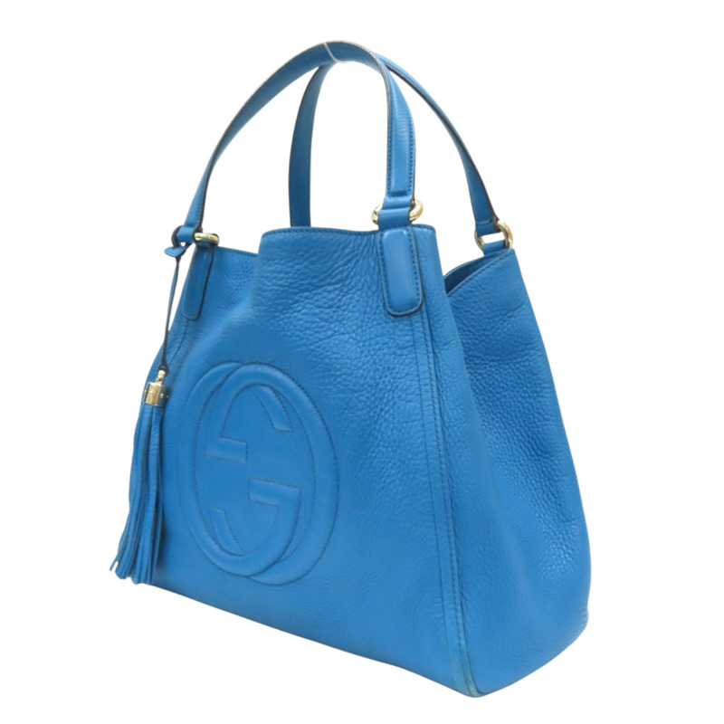 藍色牛皮 流蘇 Soho 肩背包 金扣【GUCCI 古馳】 282309-2