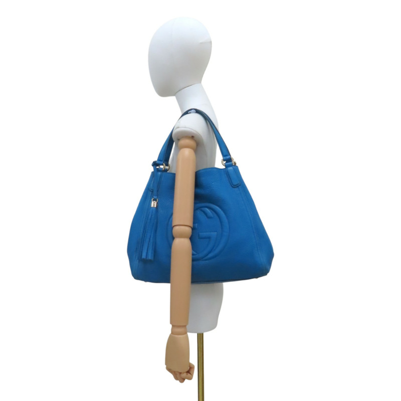 藍色牛皮 流蘇 Soho 肩背包 金扣【GUCCI 古馳】 282309-9