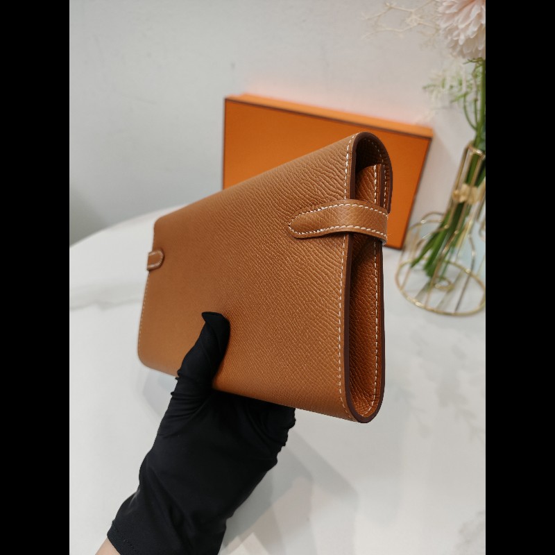 Hermes Kelly Long Wallet 
金棕金扣-4