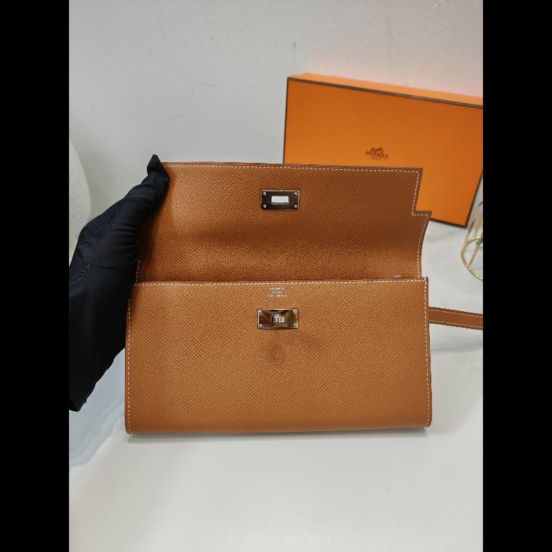 Hermes Kelly Long Wallet 
金棕金扣-10